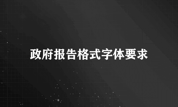 政府报告格式字体要求