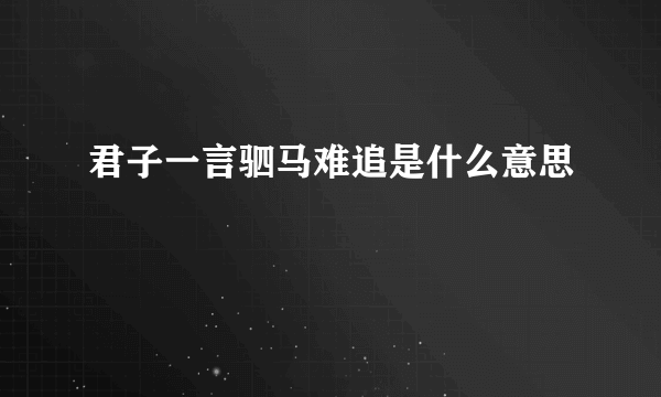 君子一言驷马难追是什么意思