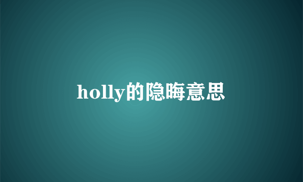 holly的隐晦意思