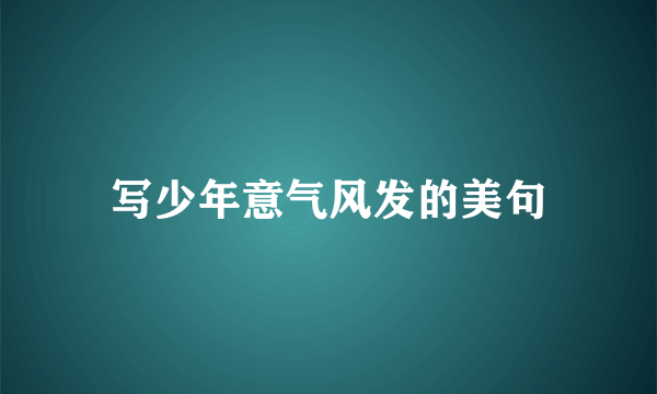 写少年意气风发的美句