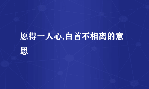 愿得一人心,白首不相离的意思