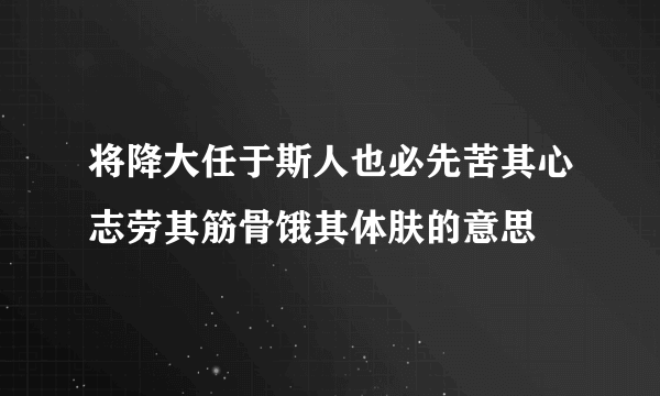 将降大任于斯人也必先苦其心志劳其筋骨饿其体肤的意思
