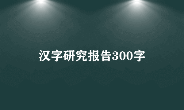 汉字研究报告300字