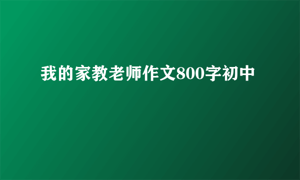 我的家教老师作文800字初中