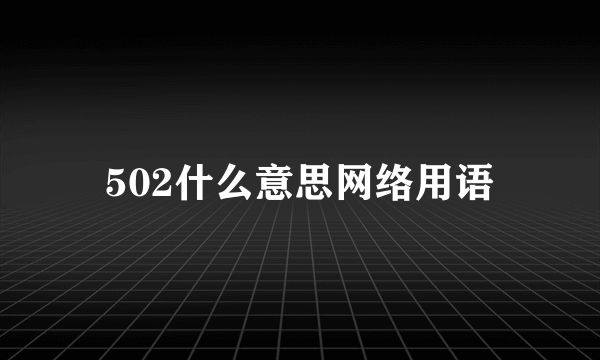 502什么意思网络用语
