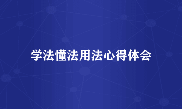 学法懂法用法心得体会