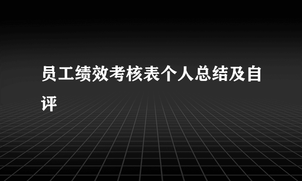 员工绩效考核表个人总结及自评