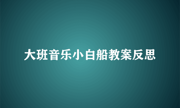 大班音乐小白船教案反思