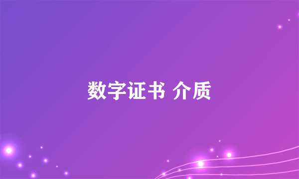 数字证书 介质