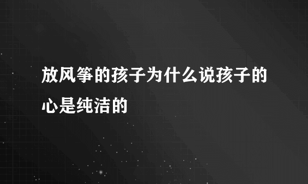 放风筝的孩子为什么说孩子的心是纯洁的