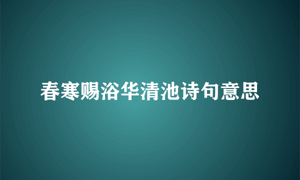 春寒赐浴华清池诗句意思