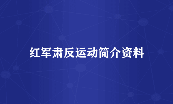 红军肃反运动简介资料