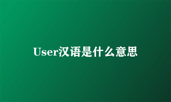 User汉语是什么意思