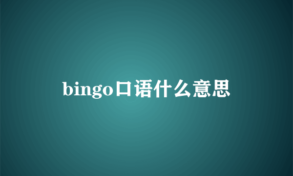 bingo口语什么意思