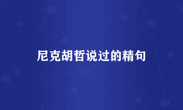 尼克胡哲说过的精句