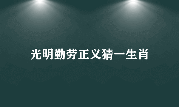 光明勤劳正义猜一生肖