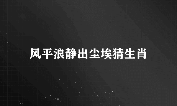 风平浪静出尘埃猜生肖
