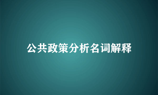 公共政策分析名词解释