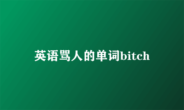 英语骂人的单词bitch