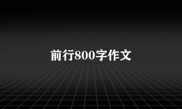 前行800字作文