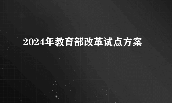 2024年教育部改革试点方案
