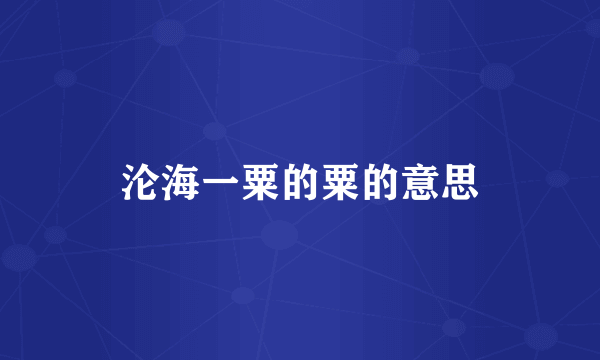 沦海一粟的粟的意思