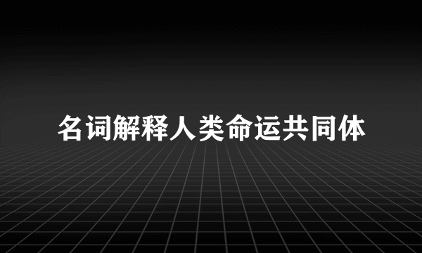 名词解释人类命运共同体