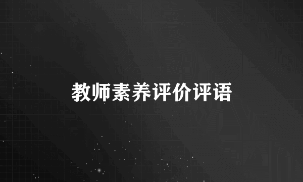 教师素养评价评语