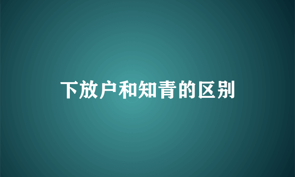 下放户和知青的区别