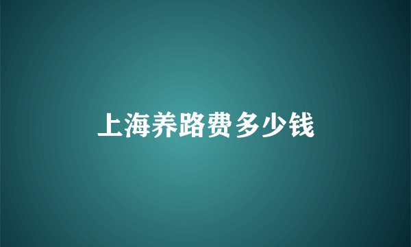上海养路费多少钱