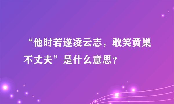 “他时若遂凌云志，敢笑黄巢不丈夫”是什么意思？