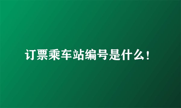 订票乘车站编号是什么！