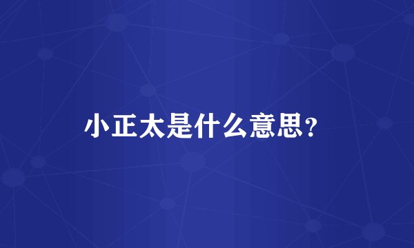小正太是什么意思？