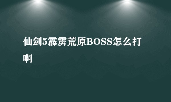 仙剑5霹雳荒原BOSS怎么打啊