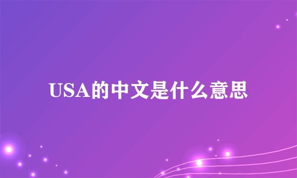 USA的中文是什么意思