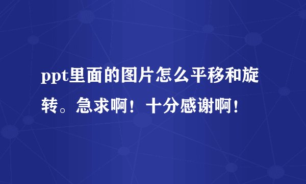 ppt里面的图片怎么平移和旋转。急求啊！十分感谢啊！