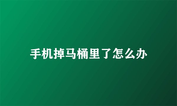 手机掉马桶里了怎么办