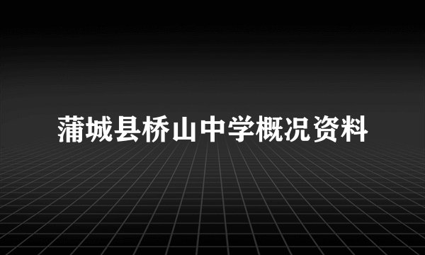 蒲城县桥山中学概况资料
