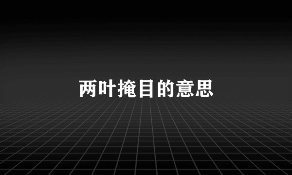 两叶掩目的意思
