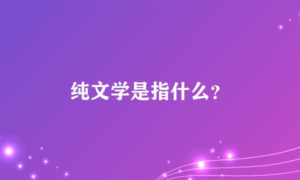 纯文学是指什么？