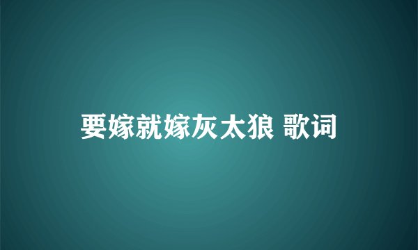 要嫁就嫁灰太狼 歌词
