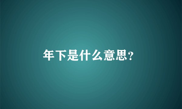 年下是什么意思？