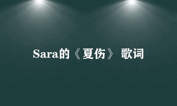 Sara的《夏伤》 歌词
