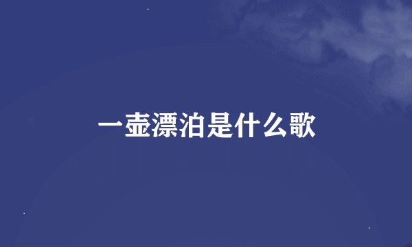 一壶漂泊是什么歌