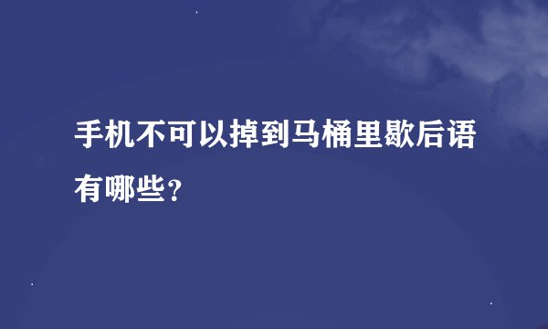 手机不可以掉到马桶里歇后语有哪些？