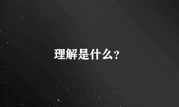 理解是什么？