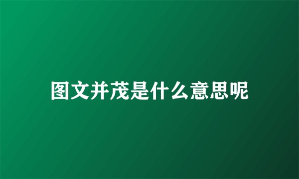 图文并茂是什么意思呢