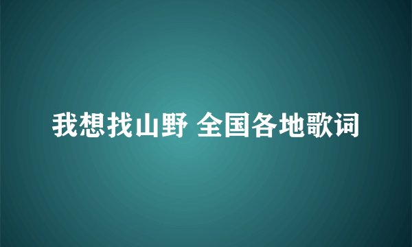 我想找山野 全国各地歌词