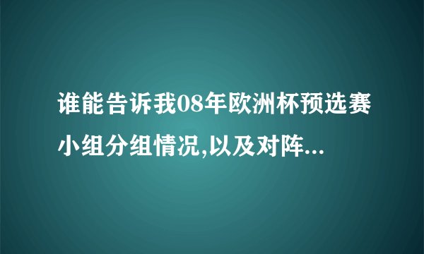 谁能告诉我08年欧洲杯预选赛小组分组情况,以及对阵形式和时间表