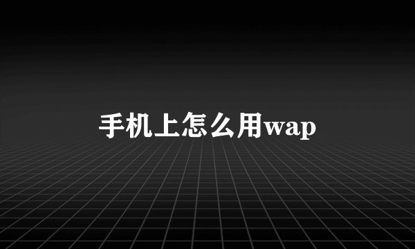 手机上怎么用wap